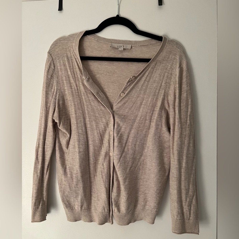 LOFT beige button cardigan